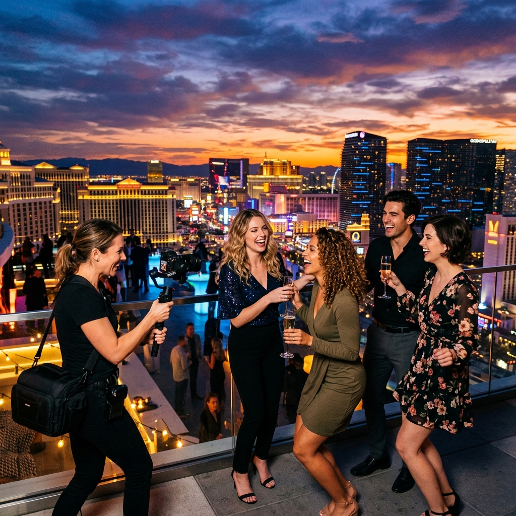 Vegas photo and video story hybrid session